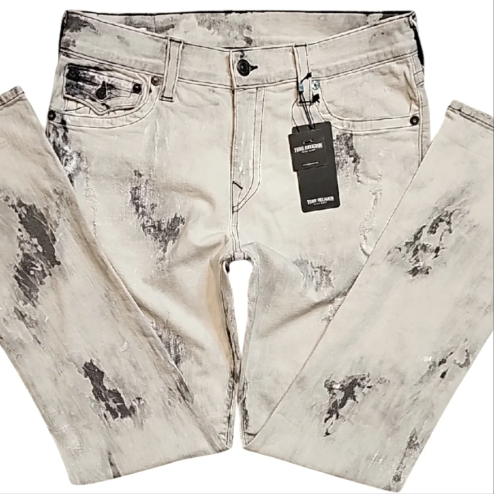 💥True Religion Relaxed-Straight Distressed Jeans. Men's Size: W34x34L.